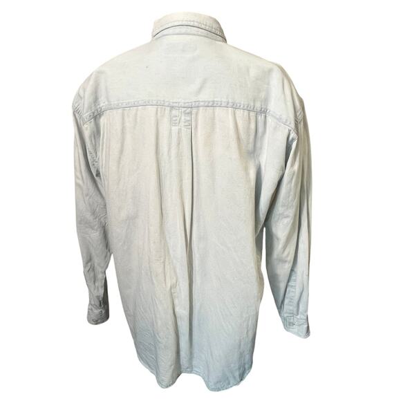 Men's Robert Stock denim button down light wash shirt double pockets 100% cotton - Picture 2 of 8